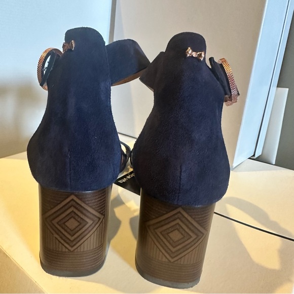 Ted Baker Ankle Strap Sandals Navy and Rose Gold - Picture 2 of 5